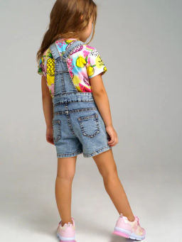 PlayToday / Полукомбинезон текстильный джинсовый для девочек  фото 3