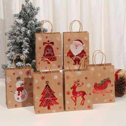 Цена за 12 шт. Пакет подарочный 27x21x11 см Новый год / M-025 /уп 12/600/