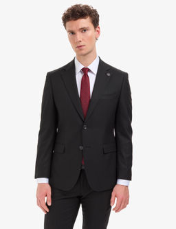 Siyah Slim Fit Tak_m Elbise