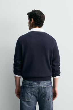 JERSEY REGULAR FIT ALGOD?N - LINO / Marino oscuro - Zara фото 3