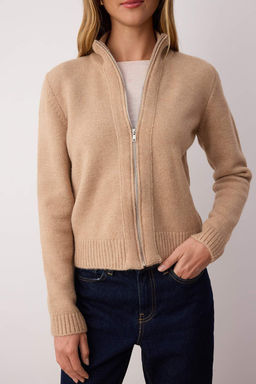 Vizon Fermuarl? Yun Kar?s?ml? Dik Yaka Yumusak Dokulu Triko H?rka TWOAW26HI00027