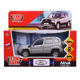 Машина металл LADA Niva travel 12 см, (двери, серый) инерц, в коробке