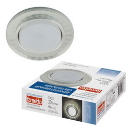 DLS-L157 GX53 GLASSY/CLEAR 3D Светильник декоративный встраиваемый, серия Luciole. Без лампы, цоколь GX53. Доп. светодиодная подсветка 4Вт. Металл/стекло. Зеркальный/Прозрачный, эффект 3D. ТМ Fametto