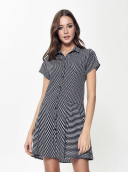 CONTE Легкое платье-рубашка с принтом звезды LPL 884 black mini star - Conte elegant фото 2