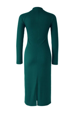 Zumrut Yesili Duz Y?rtmacl? Midi Fitted/Vucuda Oturan Fitilli Esnek Orme Elbise TWOAW25EL00568