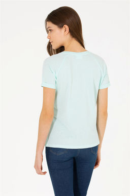 Женская зеленая футболка с v-образным вырезом Неожиданная скидка в корзине - U.s. polo assn фото 5