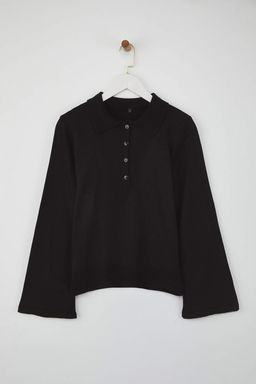 Teen Siyah*001 Polo Yaka Duz Triko Kazak TWOAW26KZ00121 - Trendyolmilla фото 5