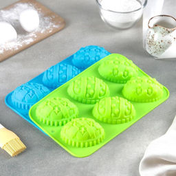 Форма силиконовая для выпечки Доляна Пасхальные яйца, 27?16,5 см, 6 ячеек (8,8?6 см), цвет МИКС  фото 5