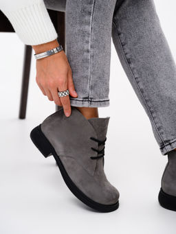 Ботинки 308.патрицияbl.Серый замок замша/байка