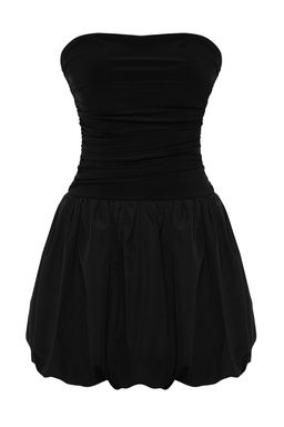 TRENDYOLMILLA Siyah A-Kesim Dokuma K?sa S?k Abiye Elbise TPRSS24EL00074  фото 7