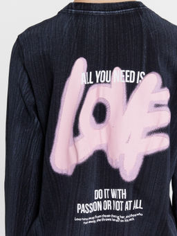 Джемпер женский черный с принтом и надписью "Love" варка на черном 122867