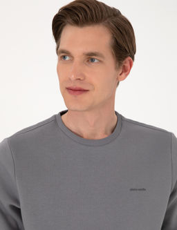 Gri 3 _plik Regular Fit __i Polarl_ Bisiklet Yaka Basic Sweatshirt - Pierre cardin фото 2