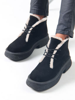 Ботинки 308.агатаbl. черный замша/Шерсть