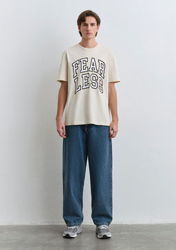 Fearless Bask?l? Ekru Tisort - Mavi фото 2