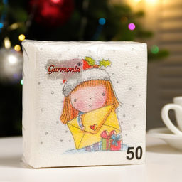 Цена за 4 шт. Салфетки бумажные Новогодняя почта, 1 слой, 24?24 см, 50 шт.