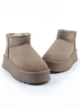 04-PF8520-6 KHAKI Угги женские (натуральная замша, 100% шерсть)