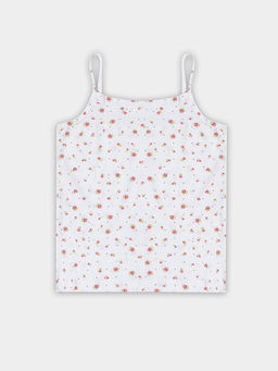 Топ для девочек белый с цветочным принтом