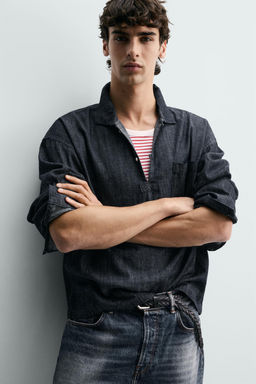 CAMISA POLO RELAXED FIT DENIM / ?ndigo - Zara фото 6
