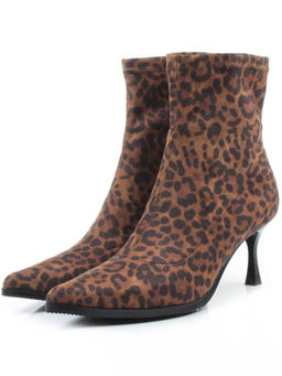 01-H26B-42PC BROWN LEOPARD Ботильоны демисезонные женские (велюр)