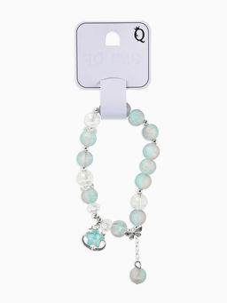 Браслет с подвесками "Сахарный" звезда, шар №10/8, цвет розово-голубой матовый в серебре