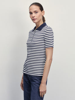 Футболка-поло в полоску / Zarina  фото 4
