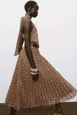 POLKA DOT MIDI DRESS WITH BELT - Zara фото 9