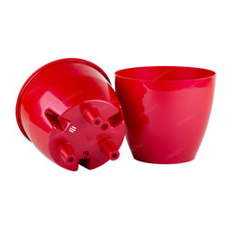 Горшок Деко Твин 1,5л 14*14*12,5 красный перламутр с дренажной системой (уп.36) - Ортон фото 3