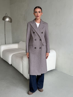 Пальто женское демисезонное 25775 (коричневый/ёлочка)