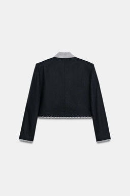 BLAZER CORTA COMBINADA CUADRO VICHY / Marino - Zara фото 18