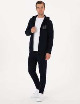 Lacivert Slim Fit Pamuk Kar___ml_ Pa_as_ Lastikli E_ofman Alt_