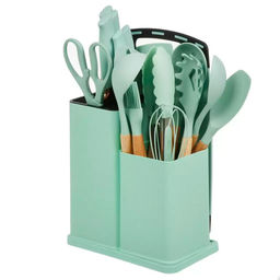 Набор кухонных принадл. 18 предметов силикон нержавеющая сталь на подставке с доской (484071) /DANIKS/