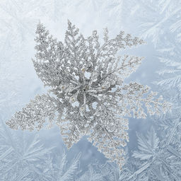 Декоративный цветок Пуансеттия д15см, для ветки, венка, пластик, мерцающий серебряный (Россия) - Домашняя мода фото 3