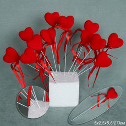 Декоративное украшение Сердце набор 12 шт 27 см топпер / DYS-27 /уп 50/150/