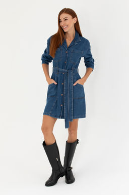 Kad_n Koyu Mavi Jean Elbise - U.s. polo assn фото 4