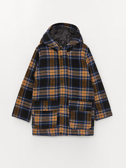 Kap??onlu Ekose Erkek ?ocuk Ka?e Kaban