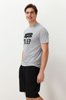 TRENDYOL MAN Mavi %100 Pamuk Regular Fit Orme Yazl?k Sortlu Pijama Tak?m? THMSS21PT0216 - Trendyolmilla фото 31