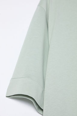 TRENDYOLMILLA Lacivert %100 Pamuk Oversize/Genis Kal?p Truvakar Kol Orme T-Shirt TWOSS25TS00011  фото 8