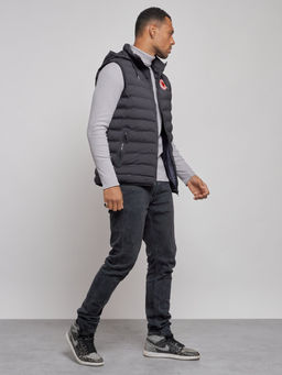 Жилетка мужская утепленная с капюшоном черного цвета 886Ch - YUNDA фото 4