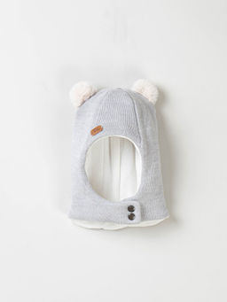 Шлем зимний из смесовой шерсти "Серебро" на кнопках 0+