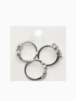 Кольцо детское набор 3шт. "Выбражулька" стиль, смайл, цвет серебро