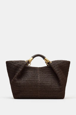 MAXI BOLSO DE MANO EFECTO TRENZADO / Chocolate - Zara фото 4