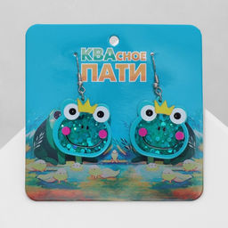 Серьги акрил Лягушки королевы, цветные в серебре - Queen fair фото 3