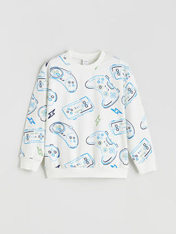 Bask?l? Erkek ?ocuk Sweatshirt ve E?ofman Alt 2li