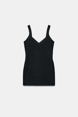 VESTIDO MINI STRETCH BANDAS / Negro - Zara фото 4