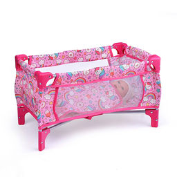 Набор аксессуаров для кукол (стульчик для кормления, манеж, переноска, сумка) единорожка в пакете