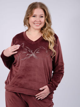 Костюм Велюр 5 тёмно-серый, велюр - Малина фото 39