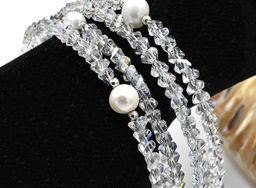 Чокер на шею и браслет в 4 ряда из алмазного стекла цв.хрусталь хамелеон, 37см, 17см Радуга камня  фото 8