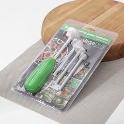 Устройство для фаршировки овощей Доляна Прино, 4 насадки, цвет зелёный  фото 4