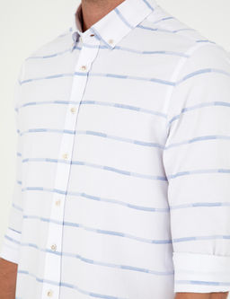 Рубашка Pierre Cardin Slim Fit синяя с длинным рукавом