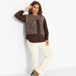 Свитшот с эффектом многослойности, Стиль по-взрослому (браун, нью) - Charutti фото 7